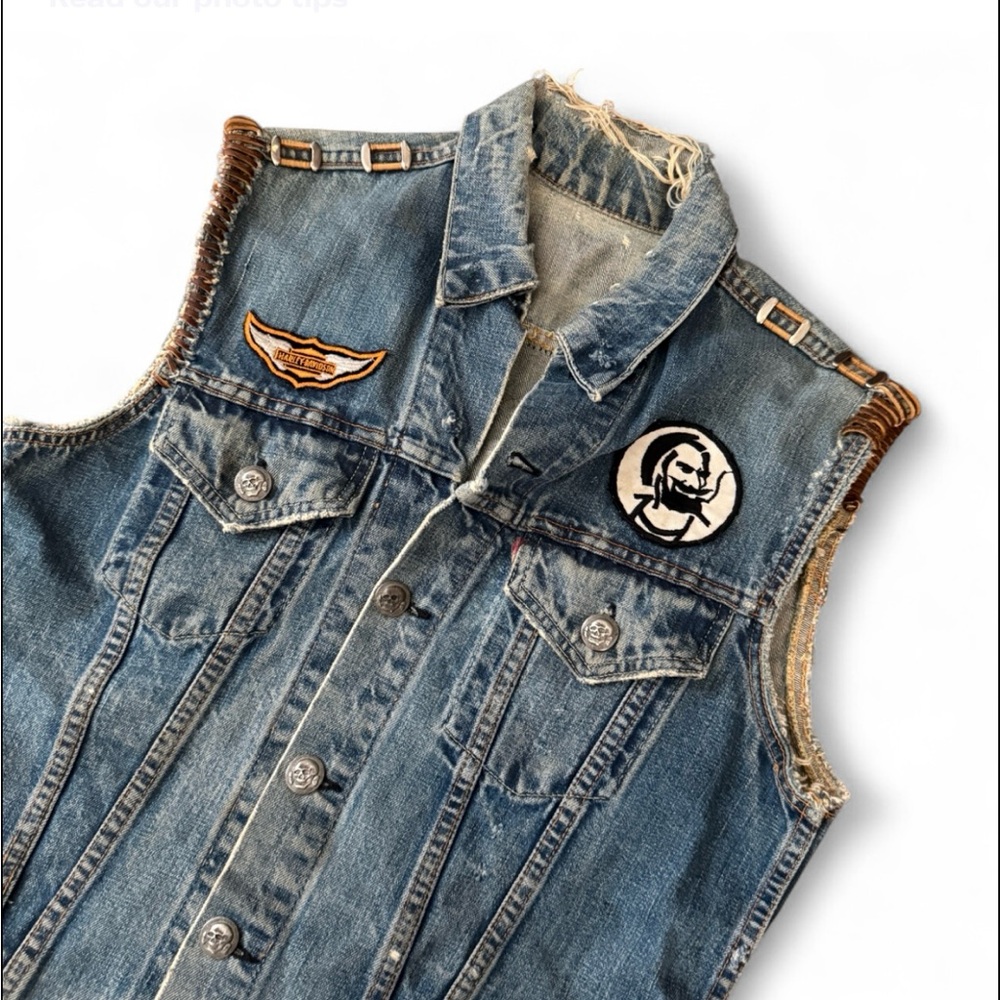 Custom Levi's Denim Vest 1960-1970s Harley Patches